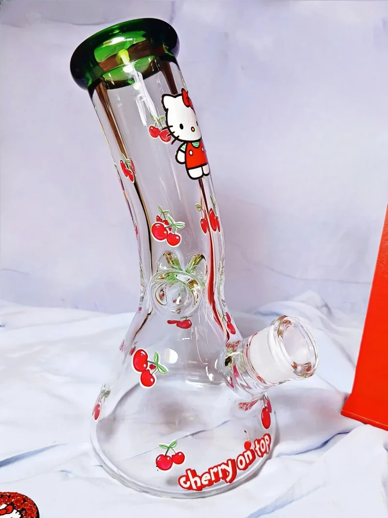 10" Hello Kitty Cherry Design Beak Bong | 9mm Extra Thick Glass