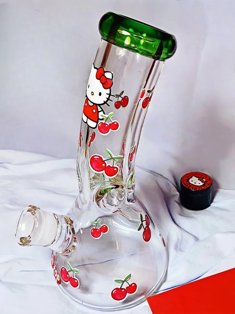 10" Hello Kitty Cherry Design Beak Bong | 9mm Extra Thick Glass