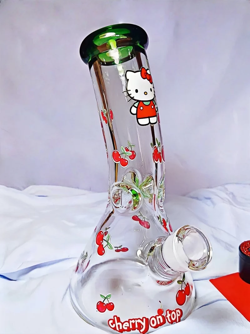 10" Hello Kitty Cherry Design Beak Bong | 9mm Extra Thick Glass