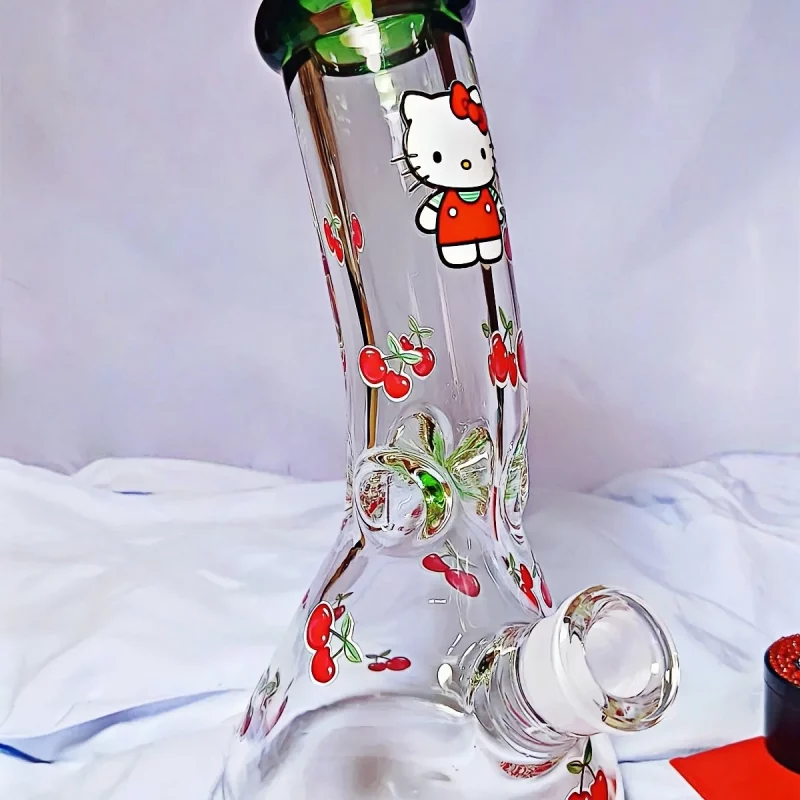 10" Hello Kitty Cherry Design Beak Bong | 9mm Extra Thick Glass