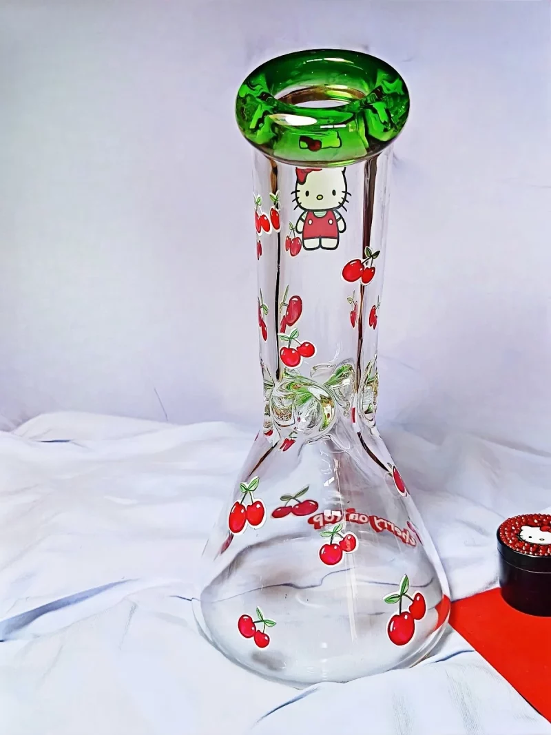 10" Hello Kitty Cherry Design Beak Bong | 9mm Extra Thick Glass
