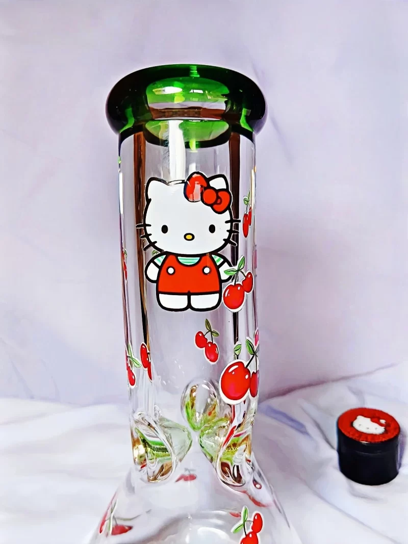 10" Hello Kitty Cherry Design Beak Bong | 9mm Extra Thick Glass