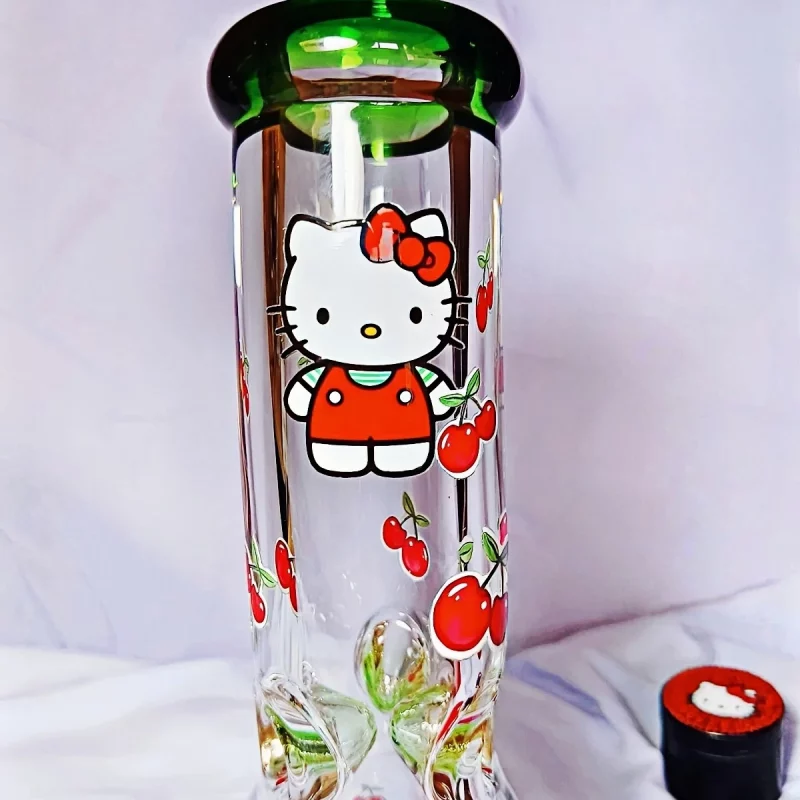 10" Hello Kitty Cherry Design Beak Bong | 9mm Extra Thick Glass