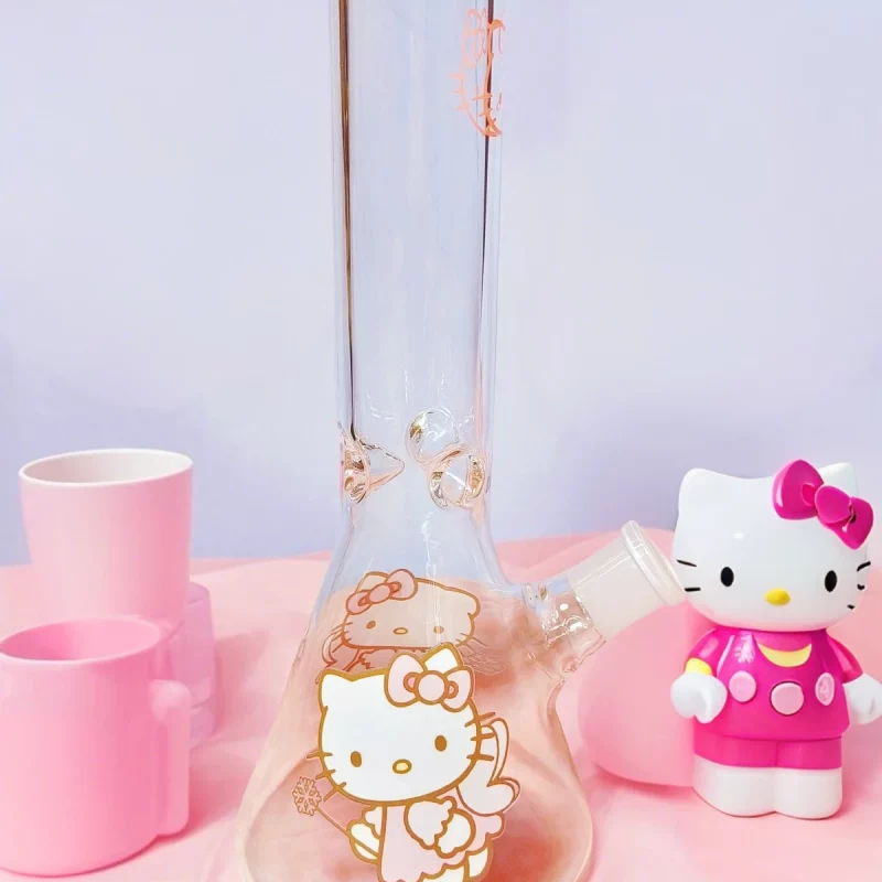 10" Pink Cute Fairy Hello Kitty Glass Beaker Bong