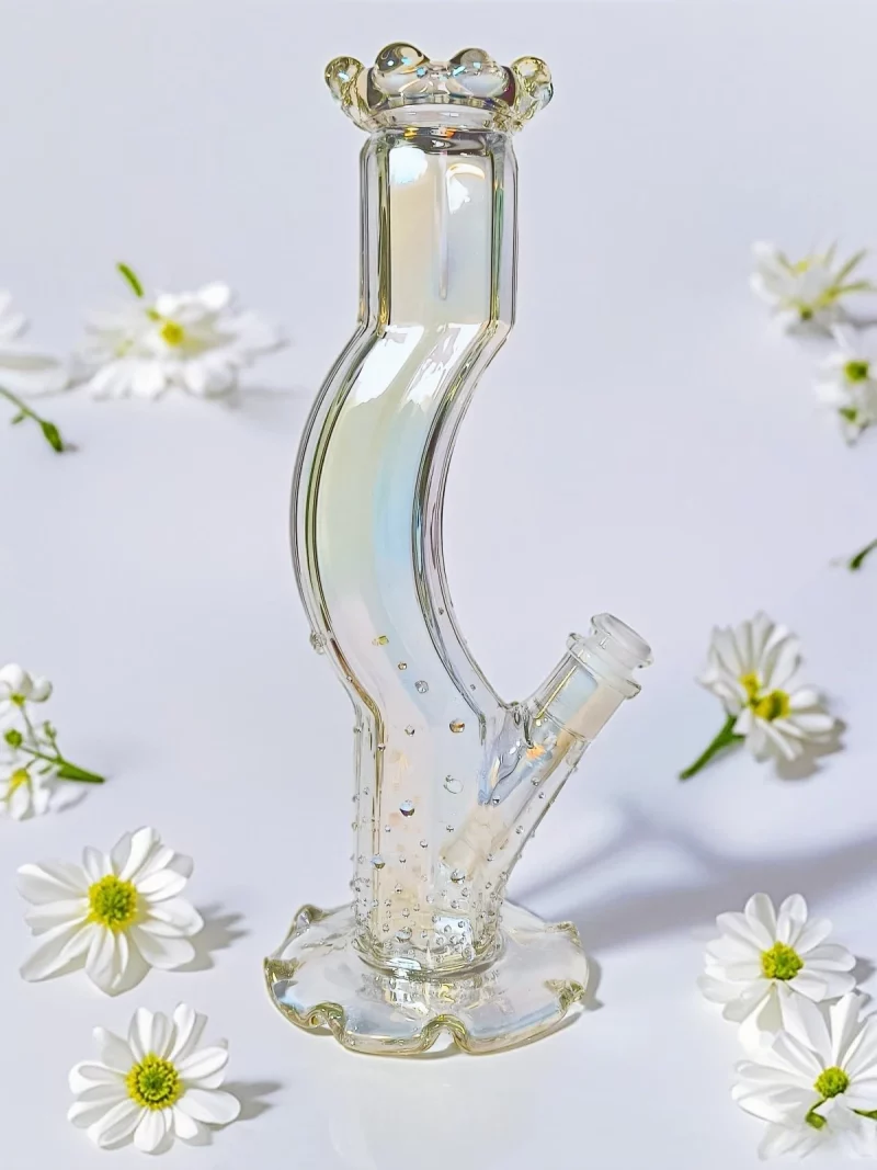 12" Glitter Curve Bong | Mermaid Beads Bling & Iridescent Shine
