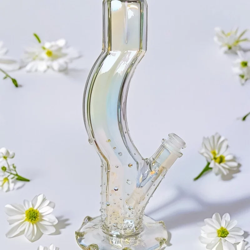 12" Glitter Curve Bong | Mermaid Beads Bling & Iridescent Shine