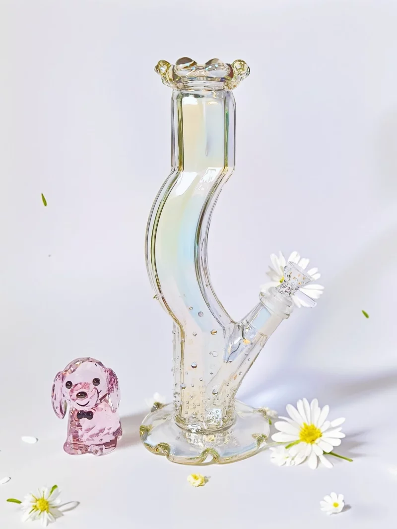 12" Glitter Curve Bong | Mermaid Beads Bling & Iridescent Shine