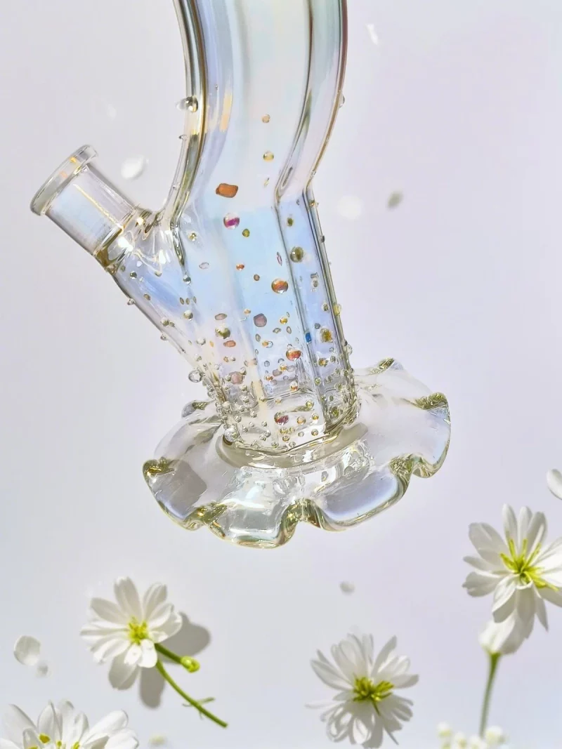12" Glitter Curve Bong | Mermaid Beads Bling & Iridescent Shine