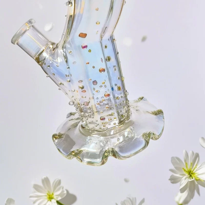 12" Glitter Curve Bong | Mermaid Beads Bling & Iridescent Shine