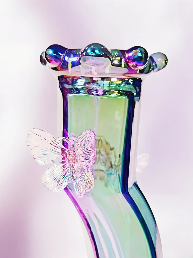 12″ Iridescent Fairy Butterfly Glass Bong – Pretty, Shiny, and Full of Magic