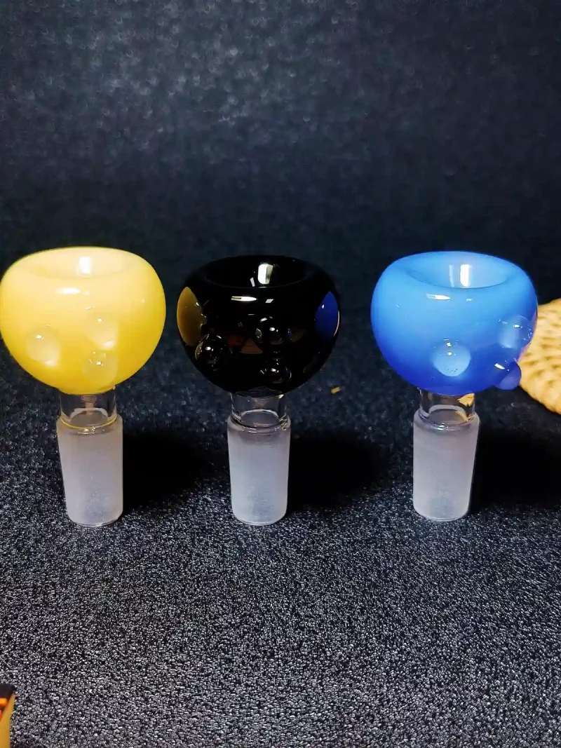 14mm Blue Black and Yellow Double-Layer Glass Bowl with 3 Raised Dots