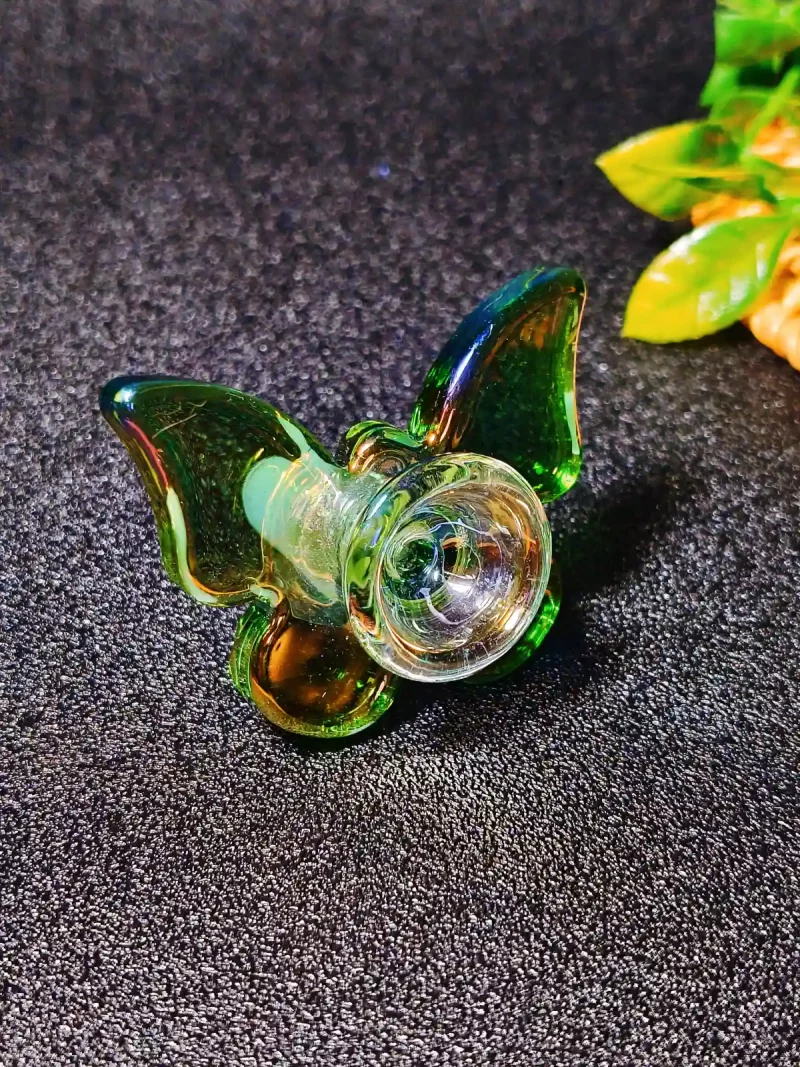 14mm Green Butterfly Glass Bong Bowl Slide