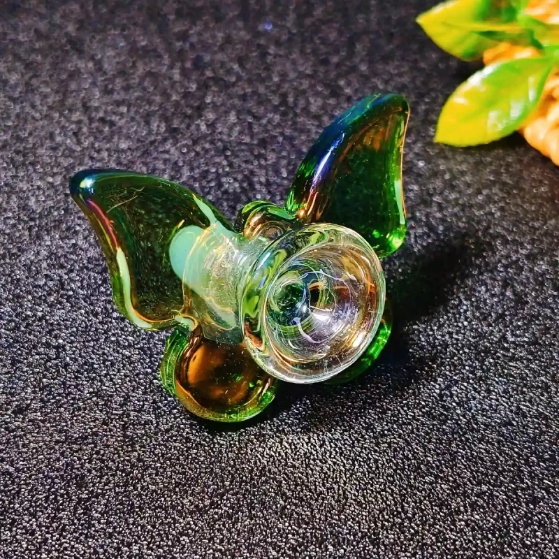 14mm Green Butterfly Glass Bong Bowl Slide