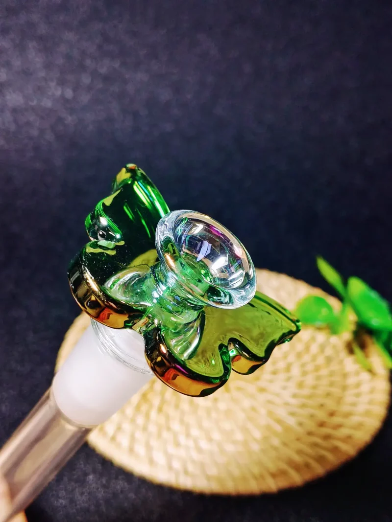 14mm Pretty Green Butterfly Glass Bong Bowl Slide - Image 2