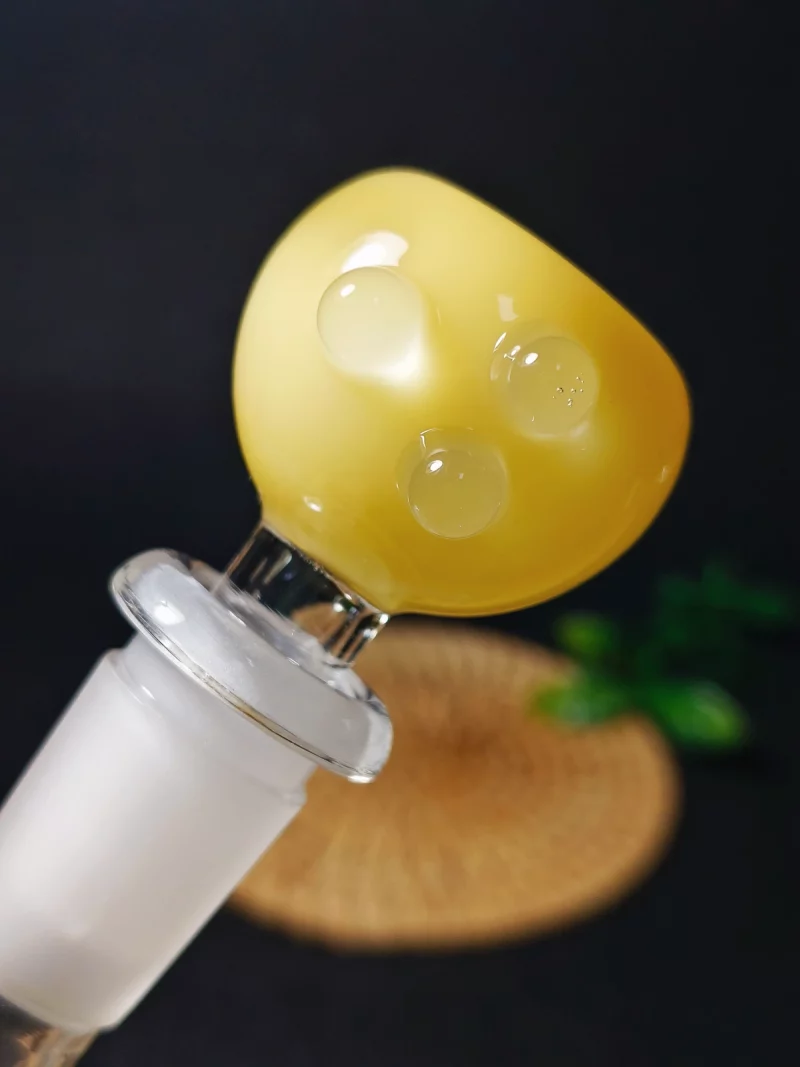 14mm Pastel Yellow Double-Layer Glass Bowl with 3 Raised Dots