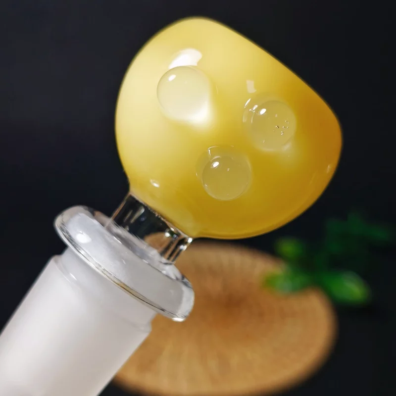 14mm Pastel Yellow Double-Layer Glass Bowl with 3 Raised Dots