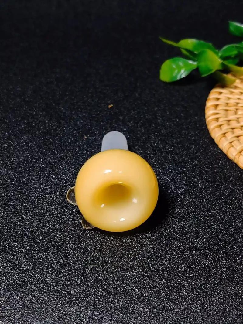 14mm Pastel Yellow Double-Layer Glass Bowl with 3 Raised Dots