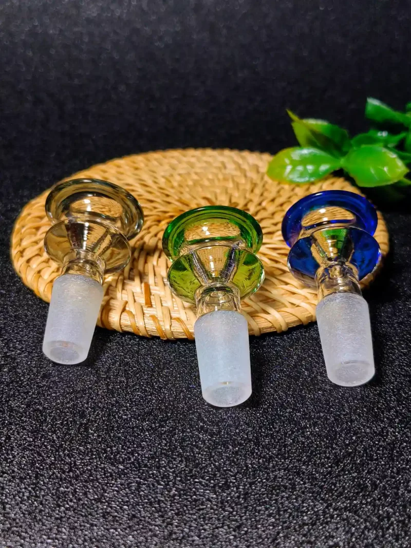 14mm Tulip-Inspired Flower Glass Bong Bowl | Green Blue and Gray Accents