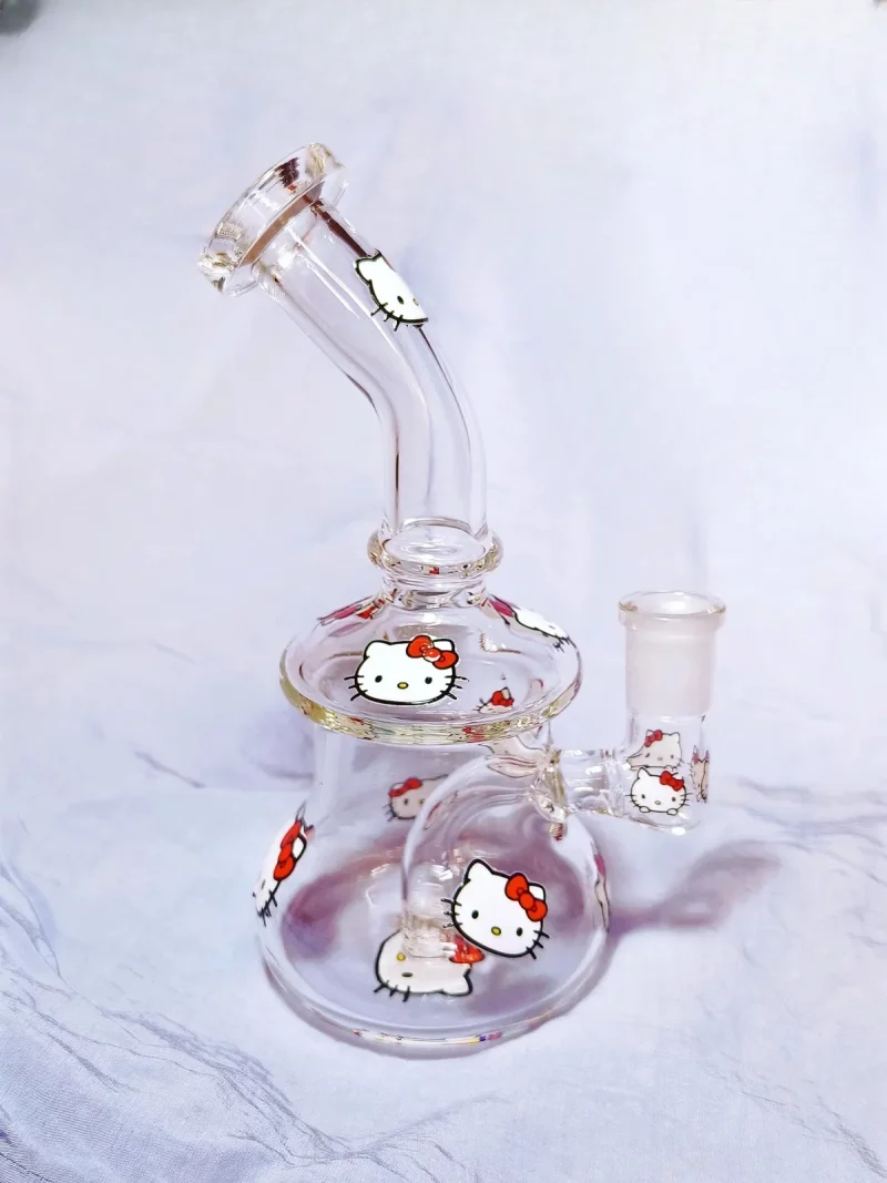 7.5" Hello Kitty Glass Bong with Red Kitty Heads