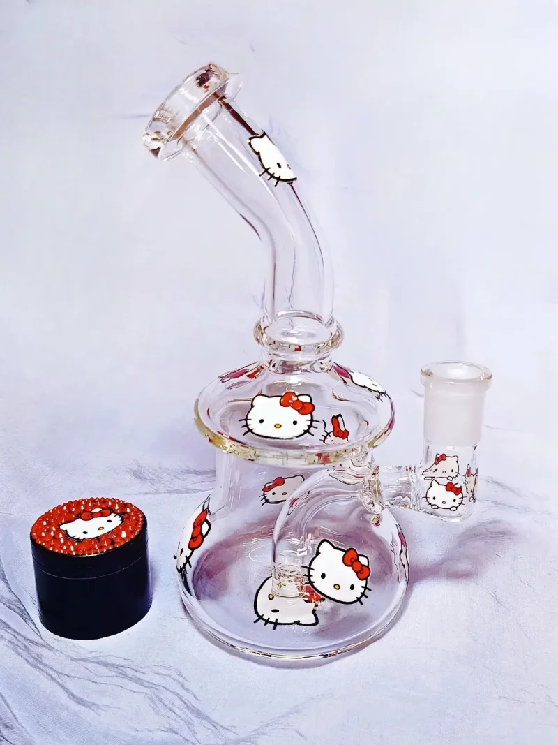7.5" Hello Kitty Glass Bong with Red Kitty Heads