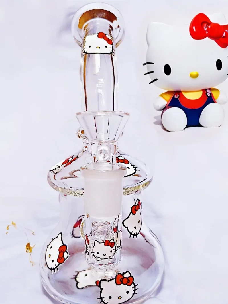 7.5" Hello Kitty Glass Bong with Red Kitty Heads