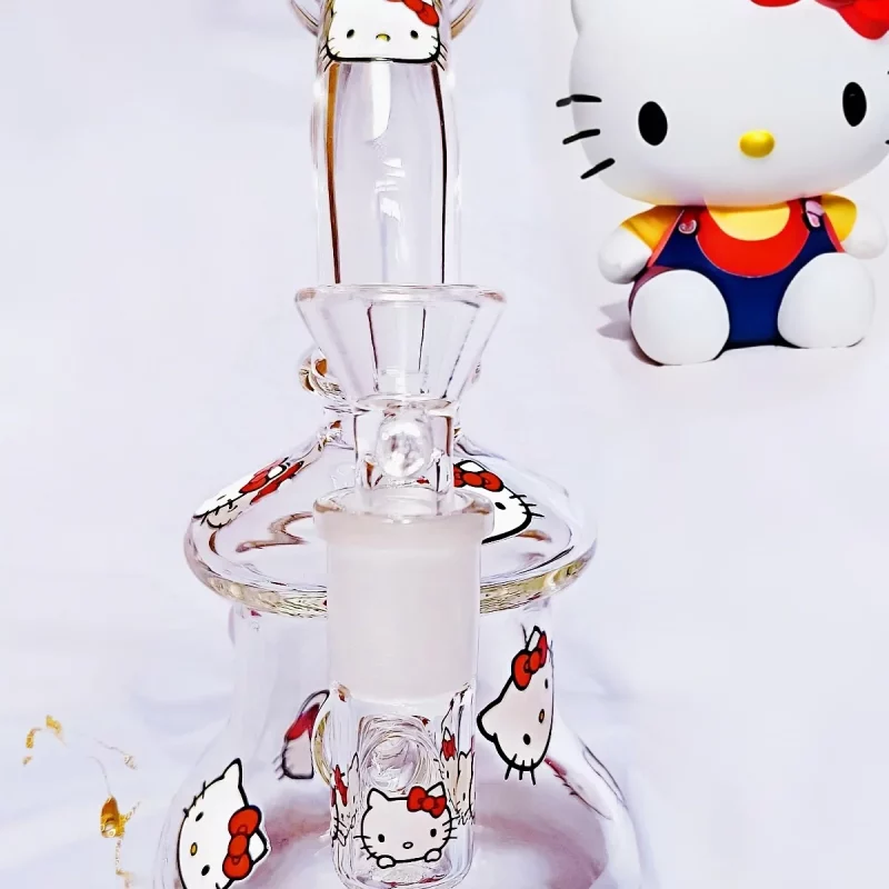 7.5" Hello Kitty Glass Bong with Red Kitty Heads