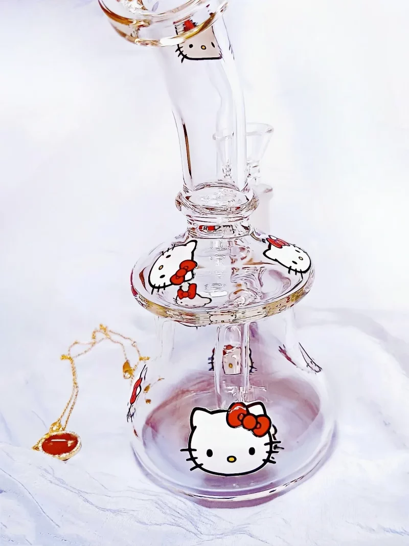 7.5" Hello Kitty Glass Bong with Red Kitty Heads
