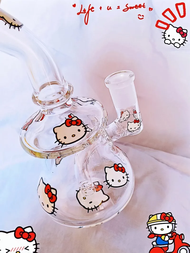 7.5" Hello Kitty Glass Bong with Red Kitty Heads
