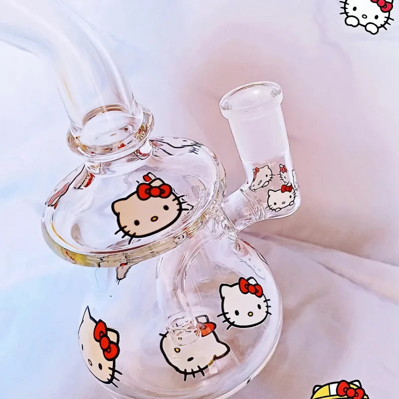 7.5" Hello Kitty Glass Bong with Red Kitty Heads