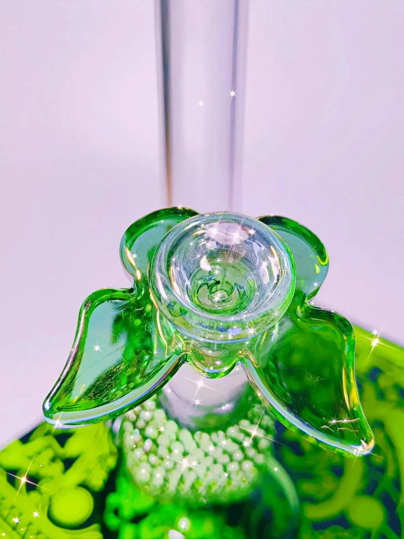 9.5″ Bling Green Heart Glass Bong with Sparkling Crystal Rhinestones