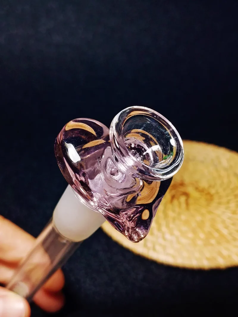 Pretty Pink Heart Glass Bong Bowl Slide